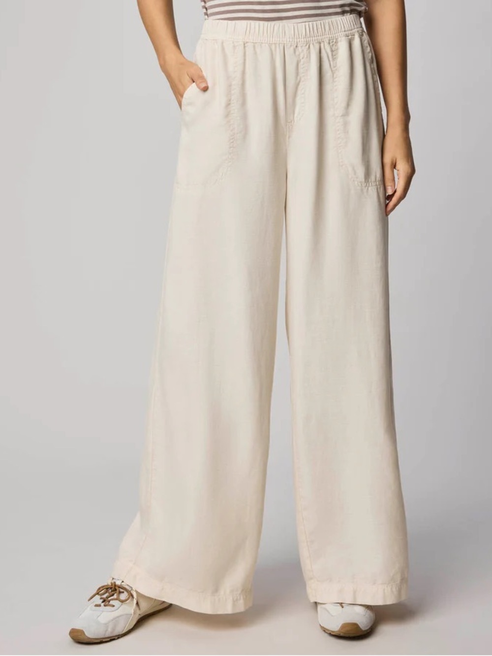 NWOT Splendid Angie Wide Leg Palazzo Linen Pants in Moonstone